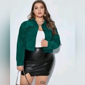 Drop Shoulder Corduroy Crop Jacket